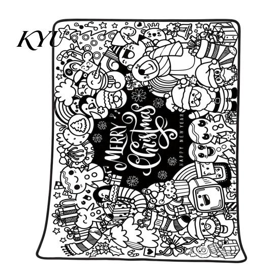 Creative Activity for Women Halloween DIY Coloring Blanket, Color Your Own Throw Blanket with Optional Art Therapy Gifts 24 Markers, Washable