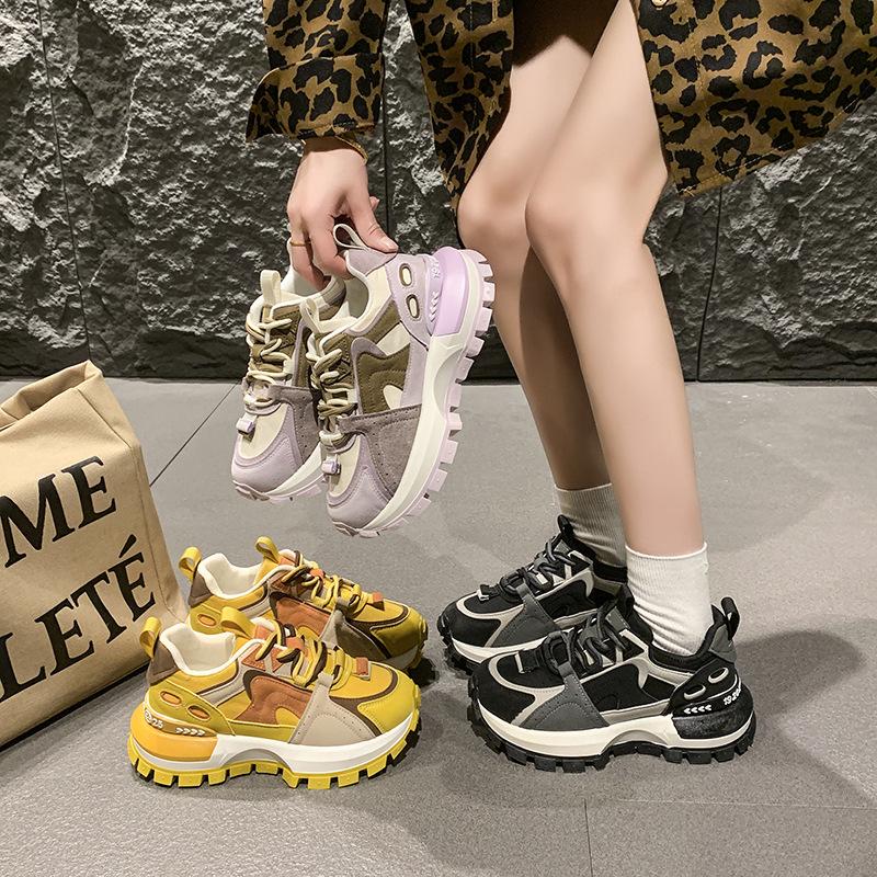 European products popular sports color matching dad shoes women's 2025 spring and autumn new models show feet small versatile casual Forrest Gump s