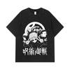 275 GSM Washed T-shirts 100% Cotton Jujutsu Kaisen V30 Team Gojo Print Unisex Heavy Cotton T Shirt
