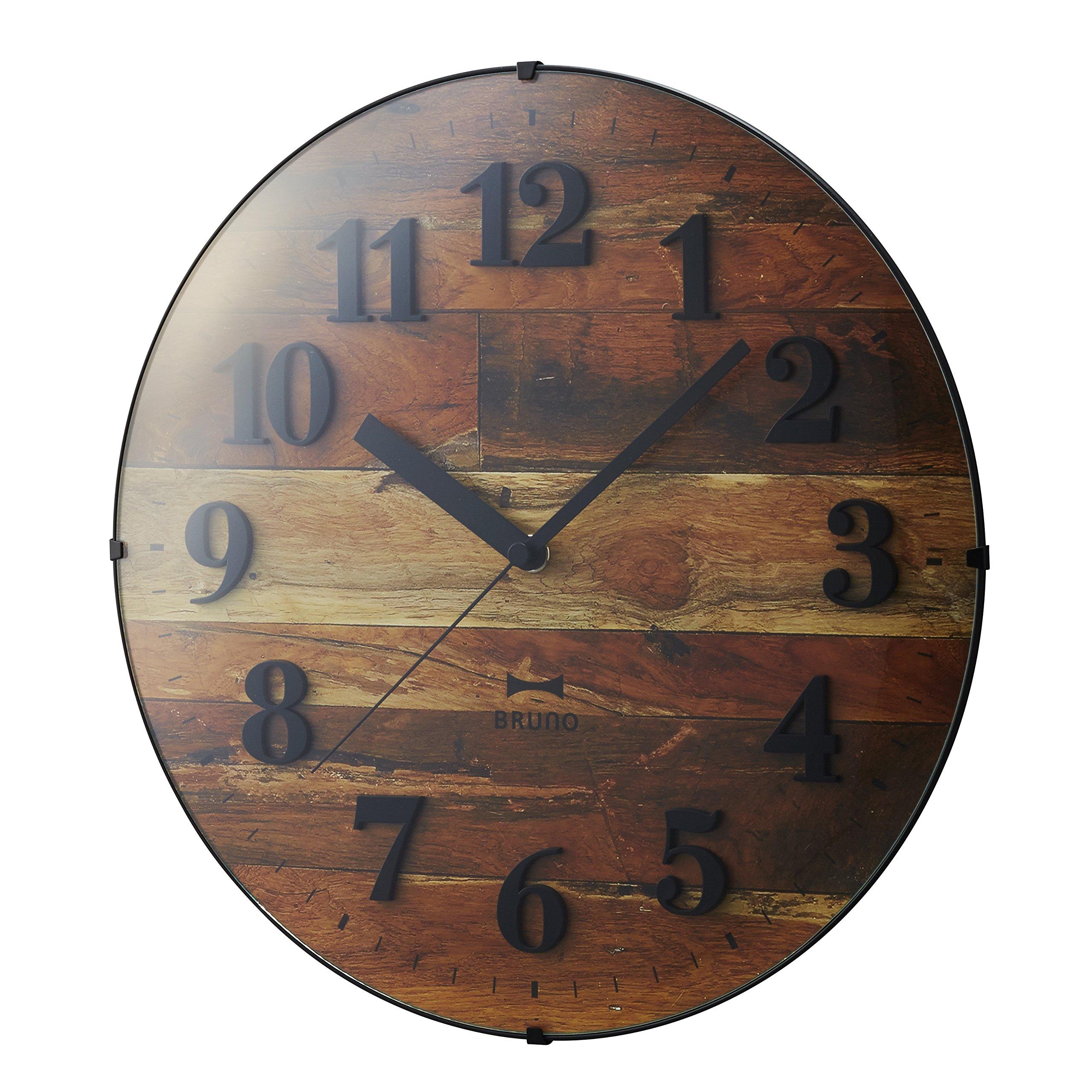 

BRUNO Vintage Wood Radio-Controlled Clock, Brown, BCR008-BR