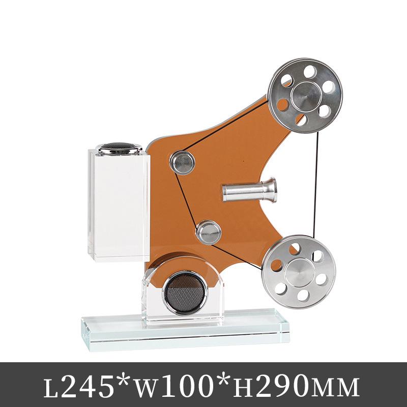 

European Vintage Crystal Projector & Gramophone Ornament for Living Room or Study