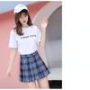 Gonna a pieghe scozzese a vita alta da donna Gonna corta da donna Gonna a trapezio alla moda Mini gonna da tennis casual