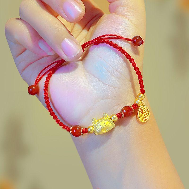 New Chinese-style Red Rope Bracelet for The Year of The Dragon Female Yilong Steamed Dumpling Dragon High-grade Jewelry