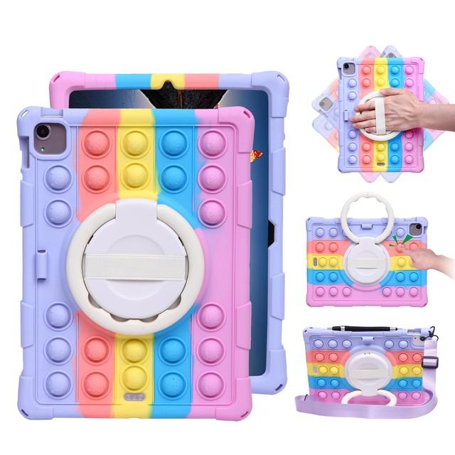 Capa à prova de choque para tablet, ipad pro 11 12.9 m2 m1 360, suporte giratório, alça de mão, ipad air 5 10.9 2022 10th air 4 2020, funda