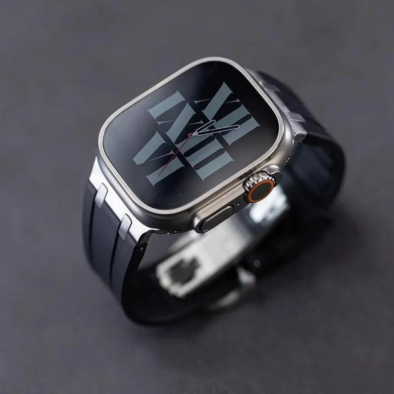 Luxury Rubber Strap For Apple Watch Band Series 9 8 7 45mm 41mm Ultra 49mm Silicone Sport Bracelet For IWatch 6 5 44mm 40mm 42mm
