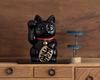 Gingado Maneki Neko Black Lacquer Right Paw Made of Lucky Good Feng Shui Takaoka Copperware Maneki Neko (Large - 16cm) Finish, Raised, Metal, Cat,