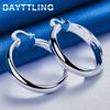 Charm 925 Sterling Silver Beautiful Glossy 35MM Hoop Earrings For Women Fashion Wedding Party Gifts Jewelry Accessories