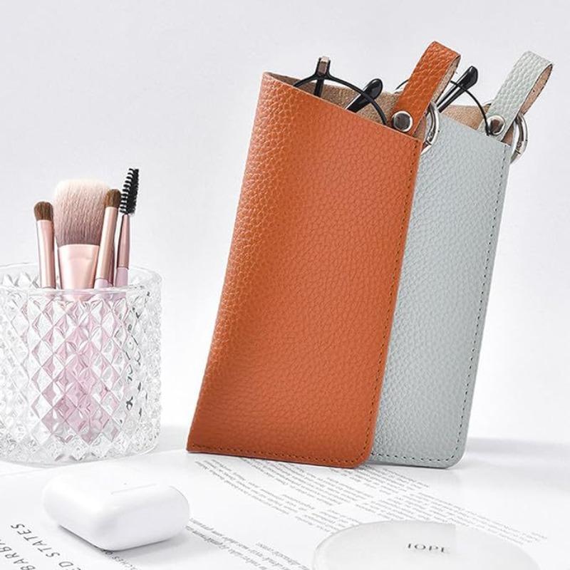 Portable PU Leather Eyeglass Case, Hanging Eyeglass Storage Bag, Sunglasses, Eyeglass Bag, Convenient Keychain
