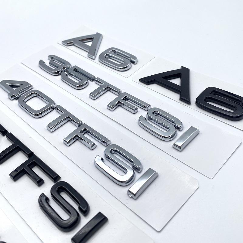 ABS Letters Numbers Emblem For Audi A6 35TFSI 40TFSI 45TFSI 2.0T 2.4 2.8 4.2 Allroad Car Front Trunk Side Logo Sticker