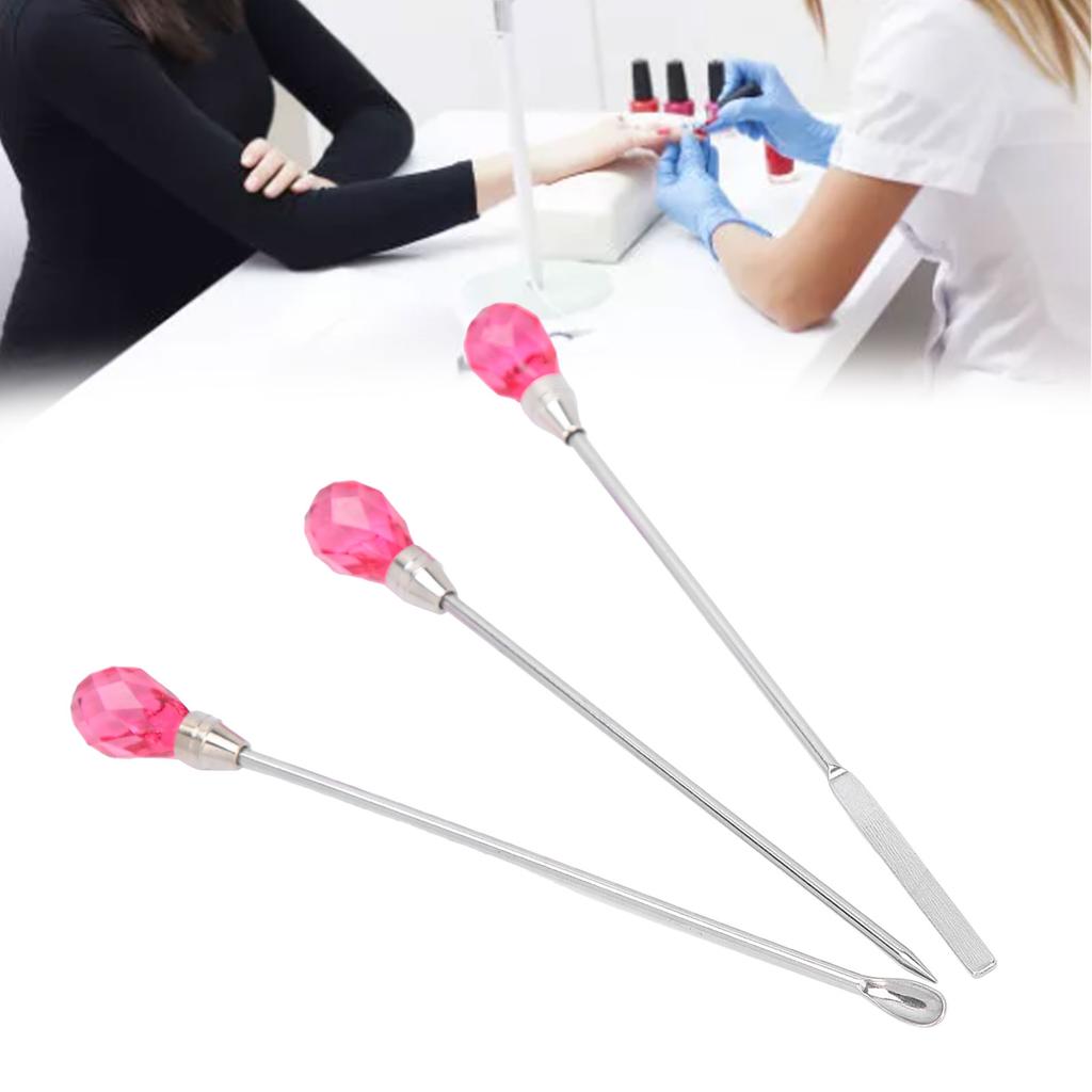 3Pcs Professional Nail Art Stirring Rod Spatula Set Stainless Steel Needle Stick Nail Tools
