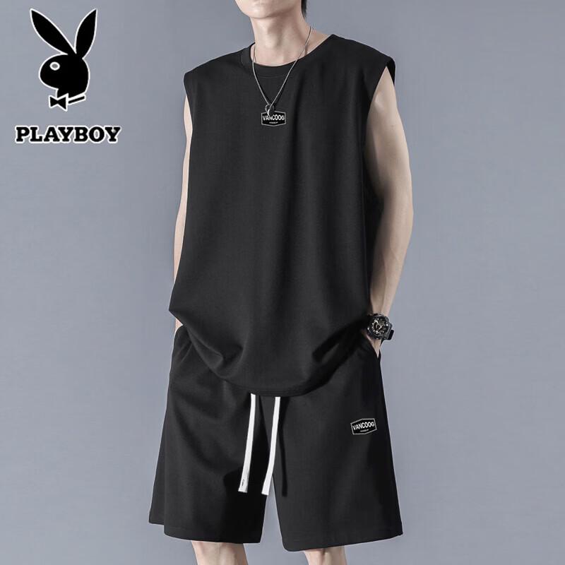 PLAYBOY Men s Summer Casual Vest & Shorts Set XL