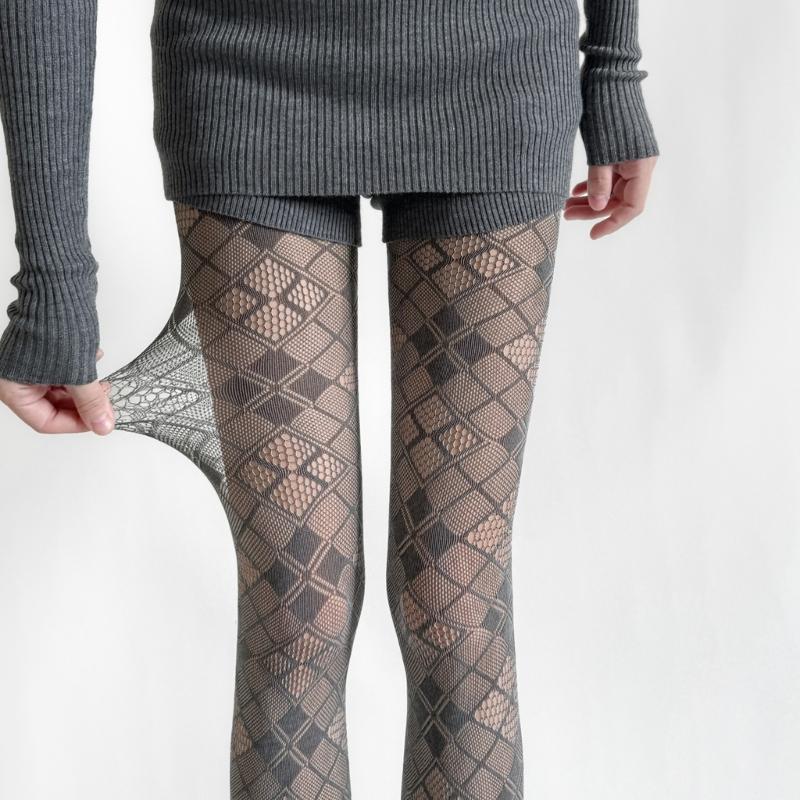 Women's Vintage Lace Jacquard Fishnet Tights with Irregular Floral Pattern Pantyhose for Party Nightclub or Date Outfits