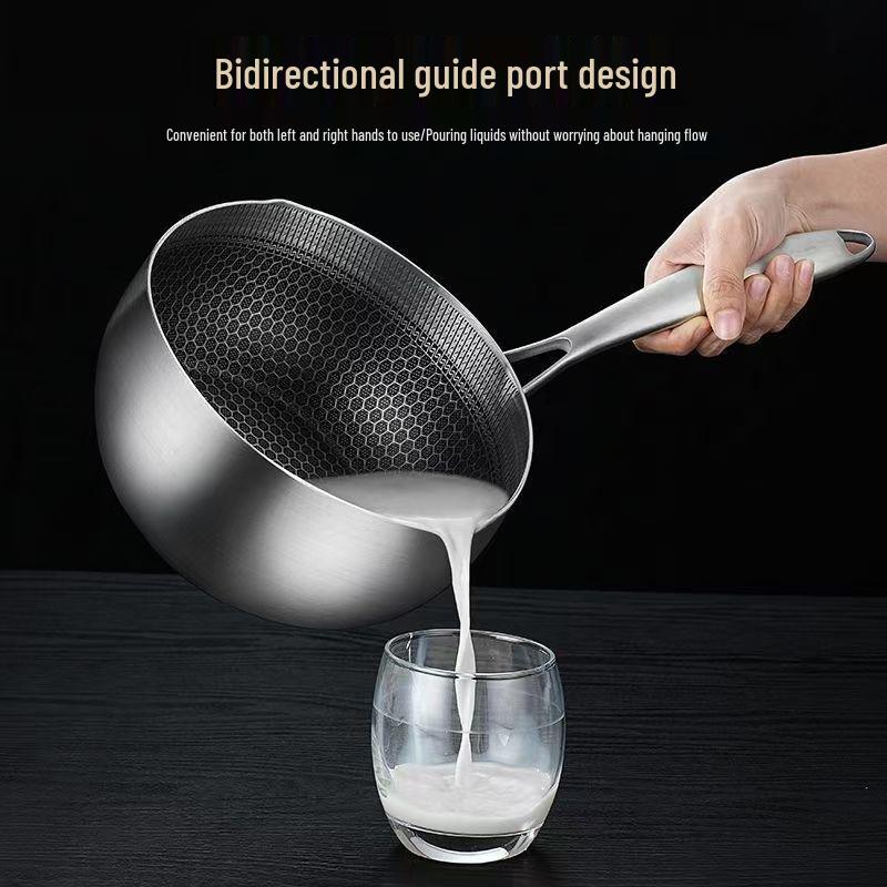 Stainless Steel Yukihira Non-Stick Milk and Noodle Cooking Pot with Honeycomb Design