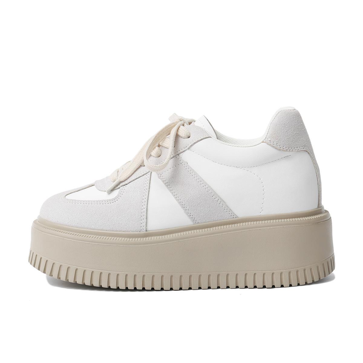 

2025 весна и осень новая кожа немецкие тренировочные туфли женские универсальные на шнуровке классические с внутренней платформой повседневные туфли белые туфли 33 белый