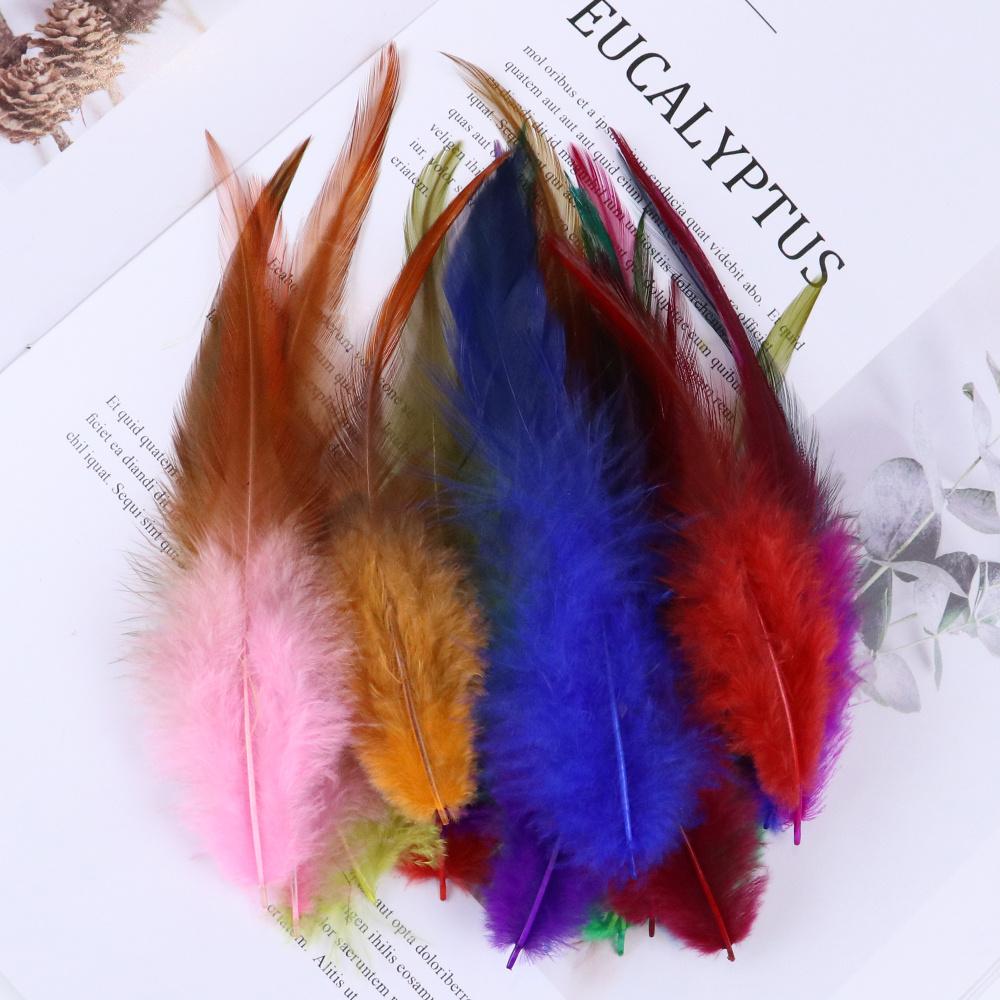 50Pcs Fluffy Natural Rooster Feathers Crafts DIY Accessories 8-15CM Chicken Feather Fly Tying Materials Sewing Decoration Plumes