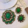 Women Men Retro Vintage Emerald Pearl Round Brocohes Accessories Classic Elegant Lady Heavy Industry Crystal Suit Dress Pins