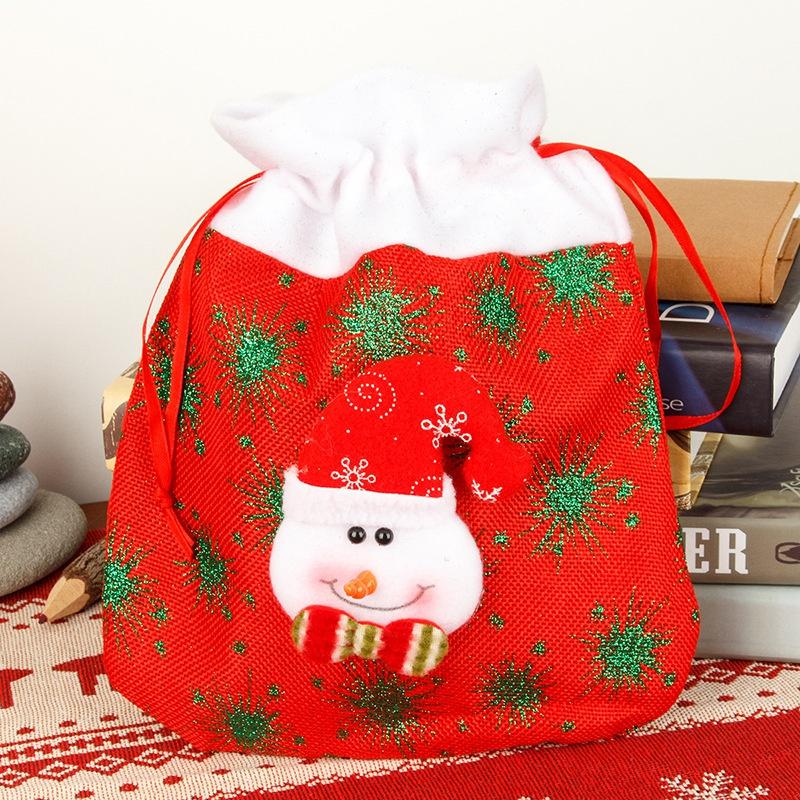 Christmas Gift Bag New Linen Cartoon Christmas Candy Bag Handbag Santa Claus Gift Bag