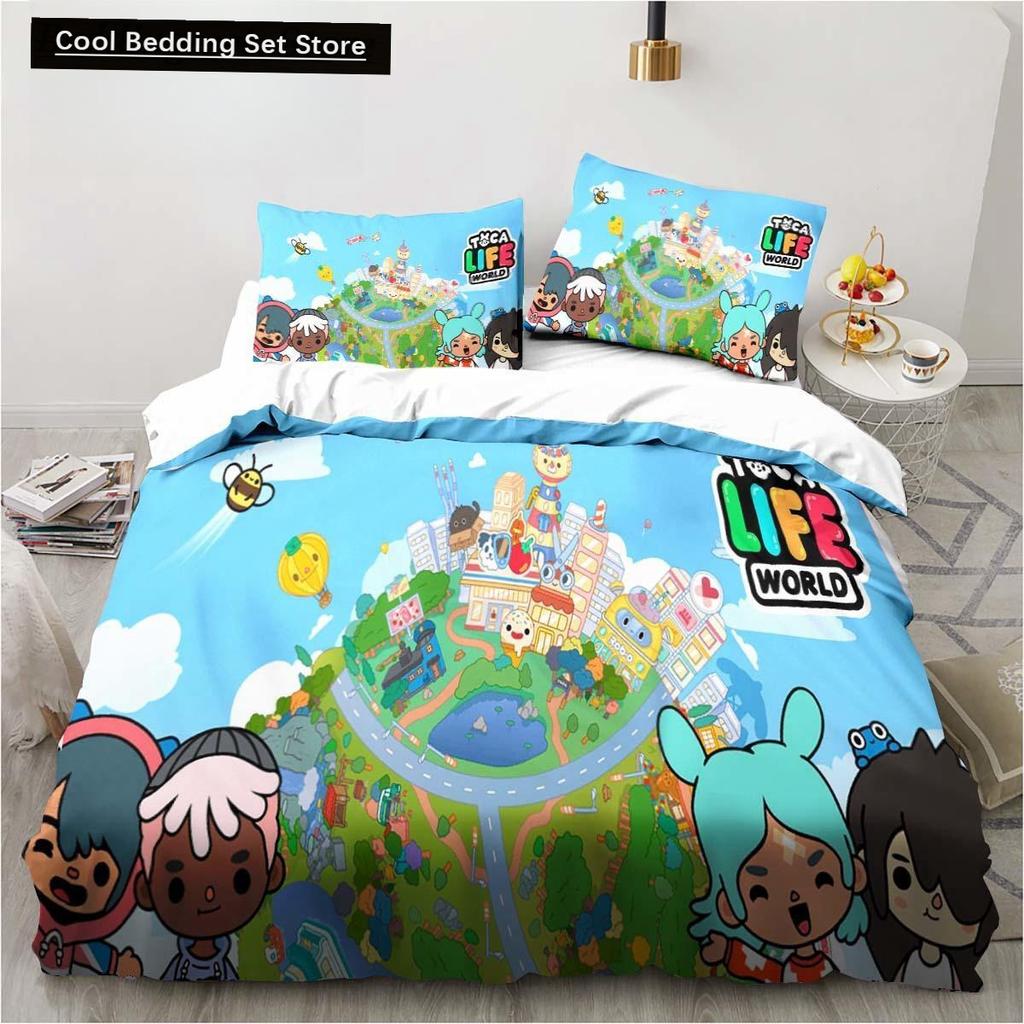 New 3D Cartoon Game Toca Life World Bedding Set Duvet Cover Bed Set Quilt Cover Pillowcase Comforter King Queen Size Boys Adult