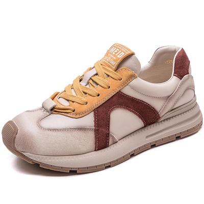 GKTINOO 2025 Autumn New Genuine Leather Sneakers Casual Sports Shoes Soft Soled Comfortable Retro Women's Flat Shoes