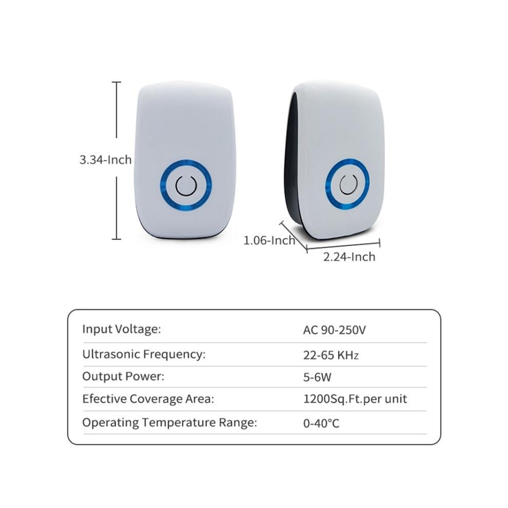 2 répulsifs électroniques ultrasoniques pour souris et moustiques, mini répulsifs domestiques (blancs)