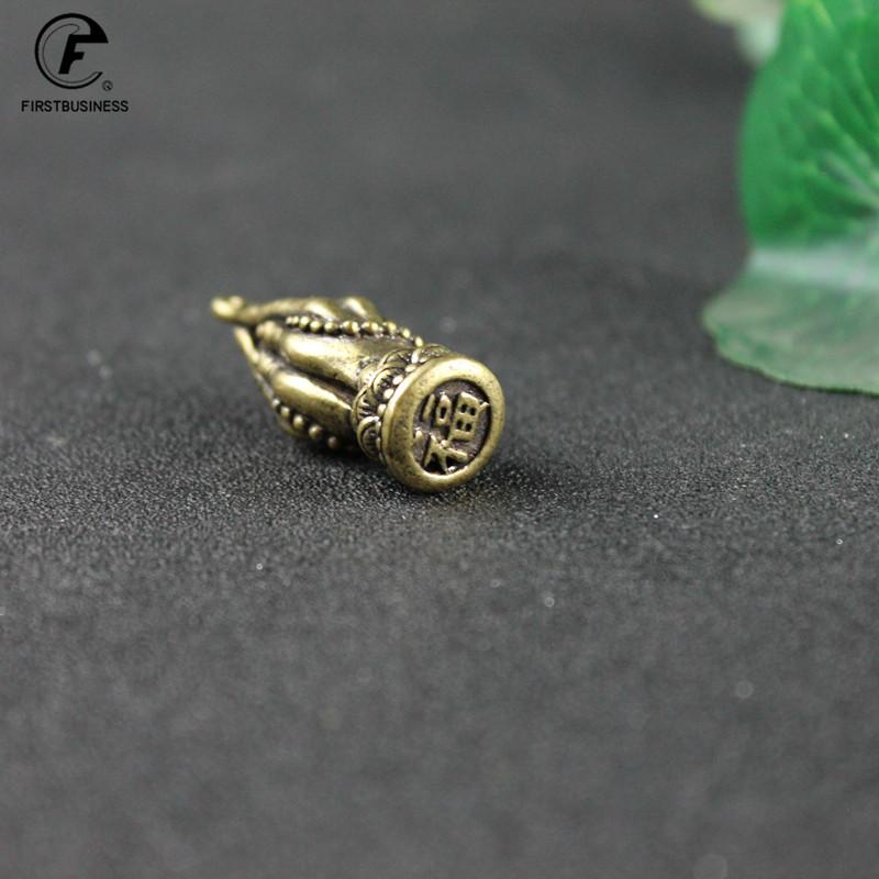 Handmade Brass Buddhism Praying Buddha Hand With Lotus Base DIY Copper Zen Bracelet Beads Desk Decor Mini Hand Pray Figurines