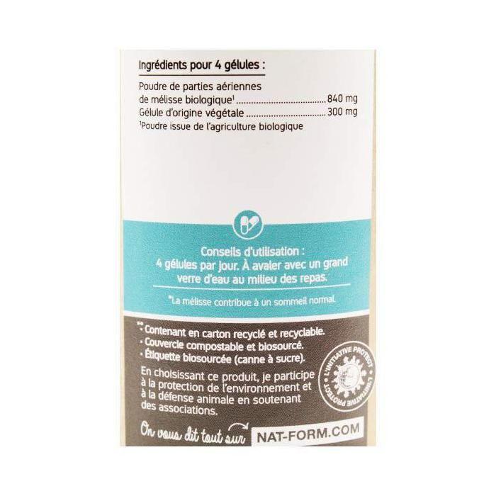Nat & Form Eco Mélisse Bio Sommeil 200 Gélules