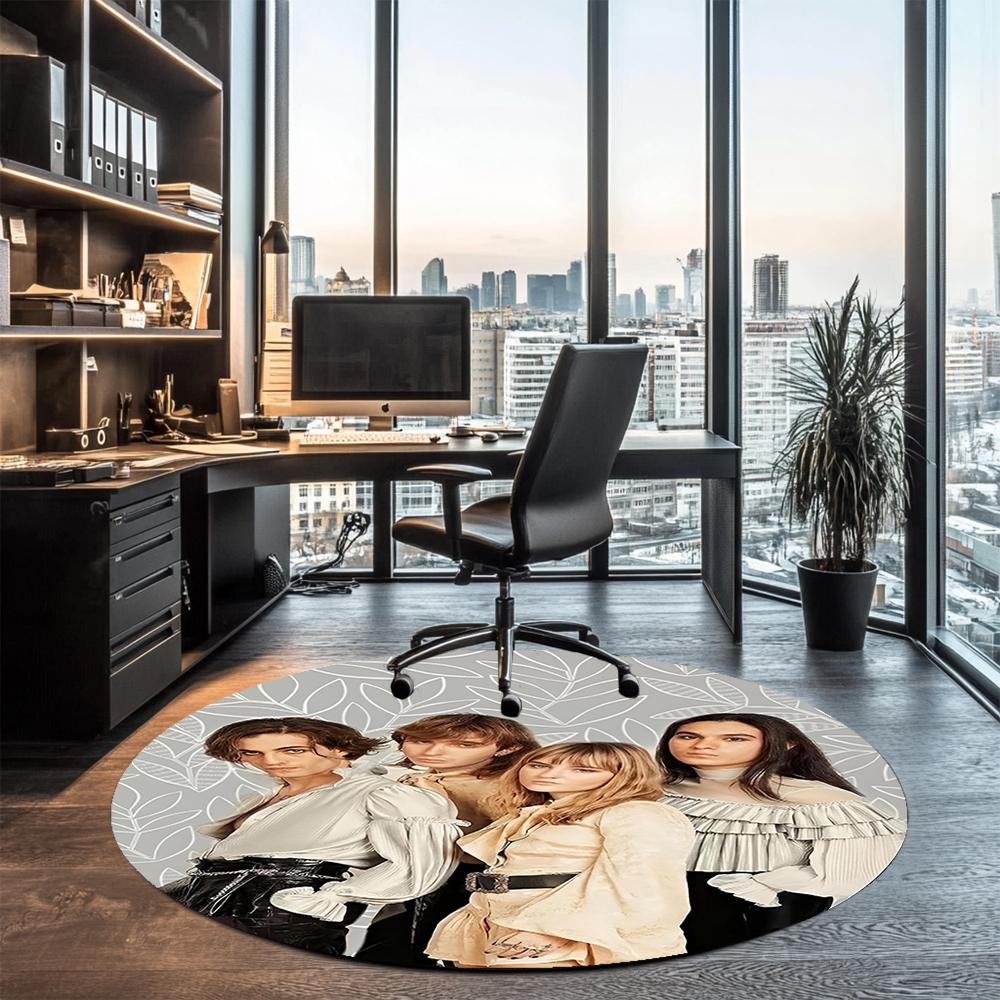 Maneskin Printed Round Rug Carpet Chair Rug Area Rug Entryway Doormats,for Office Chair Living Room Bedroom Kitchen Room.