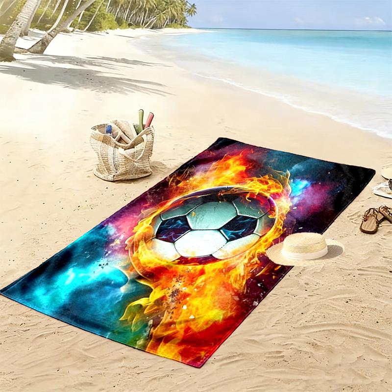 Soccer Art Print Beach Towel, Large Soft Quick Dry Towel for Beach Camping Swimming
