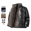Autumn and winter new fur integrated leather jacket men's fleece thickened stand-up collar casual leather jacket leather jacket factory