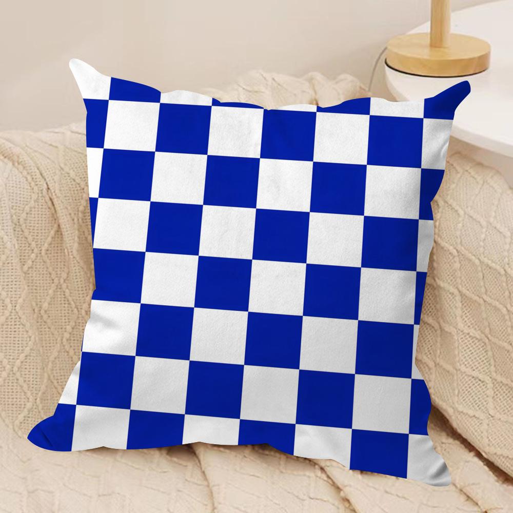 Classic Checkered Square Cushion Cover Pillowcase Ultra Soft Skin Friendly Fabric Cloud Like Comfort  Concealed Zipper