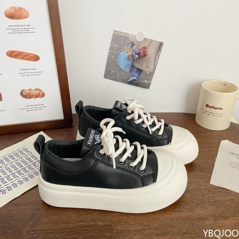 Fashion Thick soled big head white shoes for women spring design versatile simple comfortable, student casual round toe board shoes