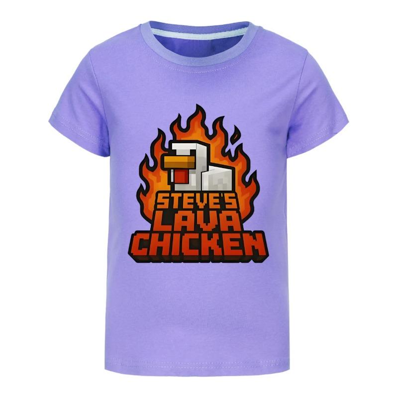 2025 Camisetas para Meninas Verão Roupas de Manga Curta Infantil Camiseta de Desenho Animado Steves Lava Frango Fantasia Roupa Infantil Manga Curta