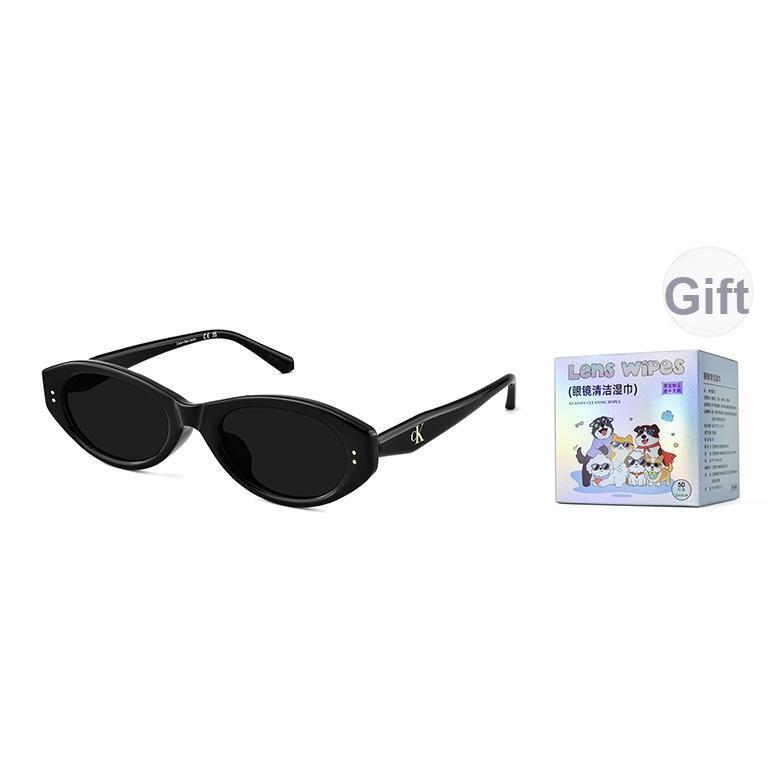 Calvin Klein Polarized Fashion Street Style Narrow Frame Cat Eye Sunglasses Unisex sunglasses CKJ26624SLB Without Gift Box,001-Black/Non-Polarized