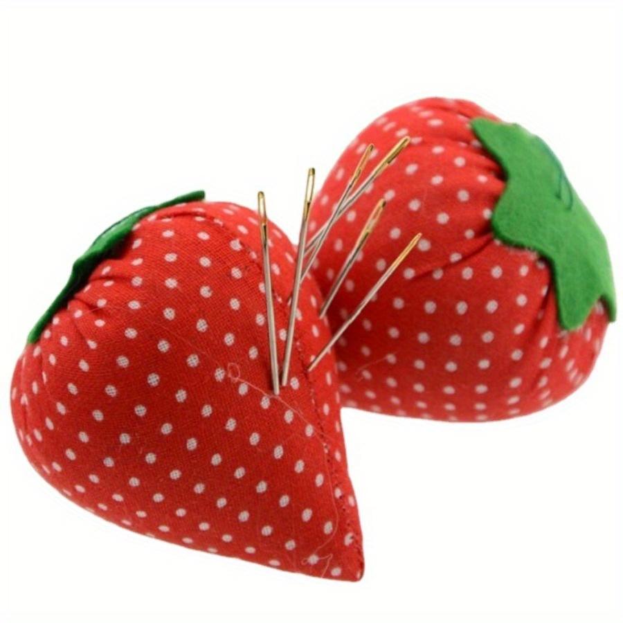 2Pcs Soft Strawberry Sewing Needle Pin Cushion DIY Cross Stitch Tool Pincushions with Elastic Wrist Belt Sewing Accessories