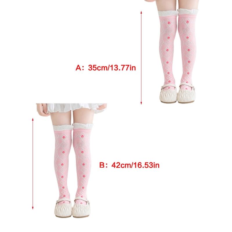 Children's Knee Length Cotton Socks Baby Girls Long Tube Socks Soft Stockings Flower Pattern for School Uniforms