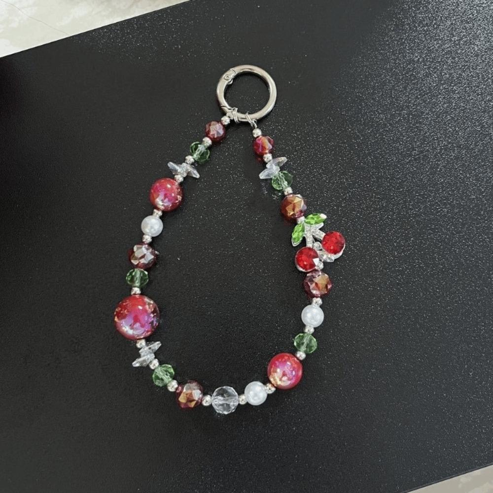 New Colorful Bead Phone Lanyard Crystal DIY Phone Charm Phone String вишня