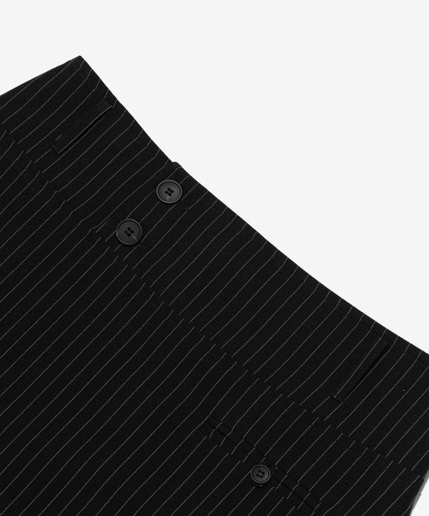 SEOUL APPAREL Low-Rise Striped Long Skirt (Black)