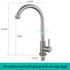 Brushed Stainless Steel Kitchen Faucet, Single Cold with Full Copper Core, 4-Point Connection