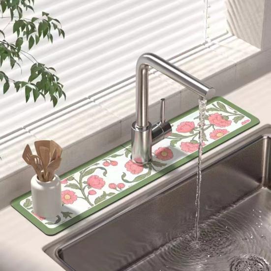 Kitchen Sink Drain Mat Super Absorbent Faucet Splash-Proof Table Mat Waterproof Foldable Bathroom Countertop Mat