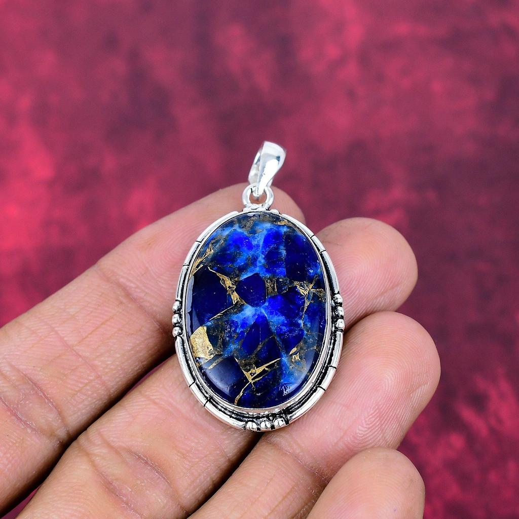 Kupfer Sodalith Schmuck, 925 Massiv Sterlingsilber Anhänger Handgefertigter Edelsteinschmuck, Geschenke für Ehefrau Brandneuer Anhänger