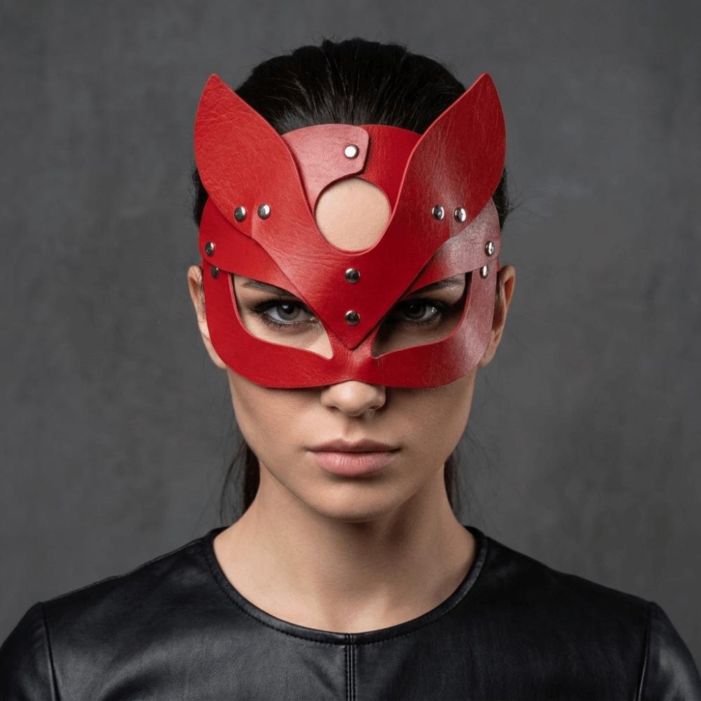 Zinc Zinc Alloy Halloween Mask Solid Color Half Face Mask Cool PU Leather Mask Women