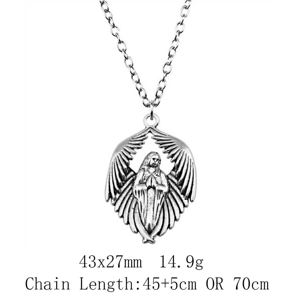 Vintage Angel Wing Pendant Necklace Alloy Feather Guardian Charm Necklaces Blessing Jewelry Gift For Making