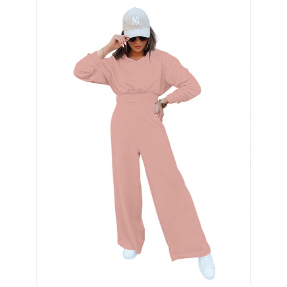Autumn and Winter New Women's Wide-leg Pants and Hooded Sweatshirt Casual Set