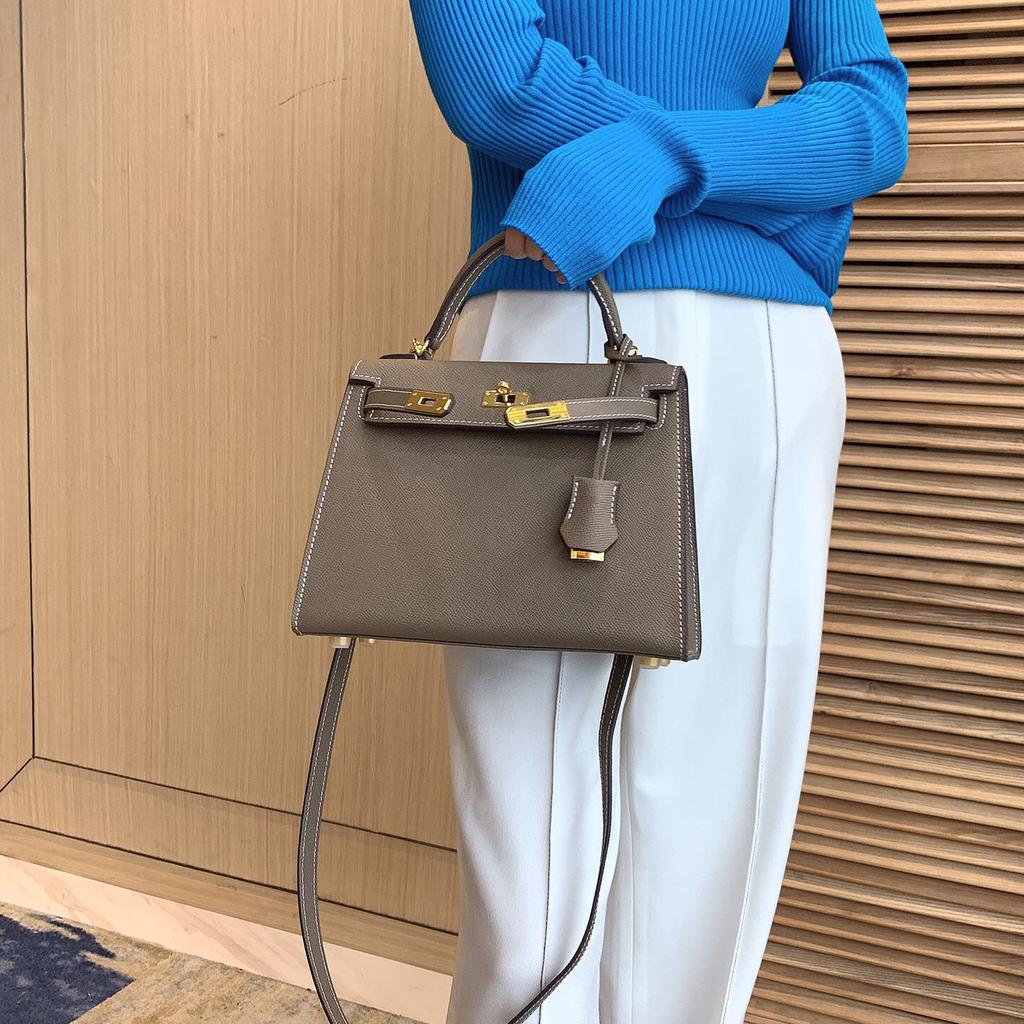 Palmprint genuine leather second-generation single-shoulder women's bag crossbody ins handbag with contrasting color design