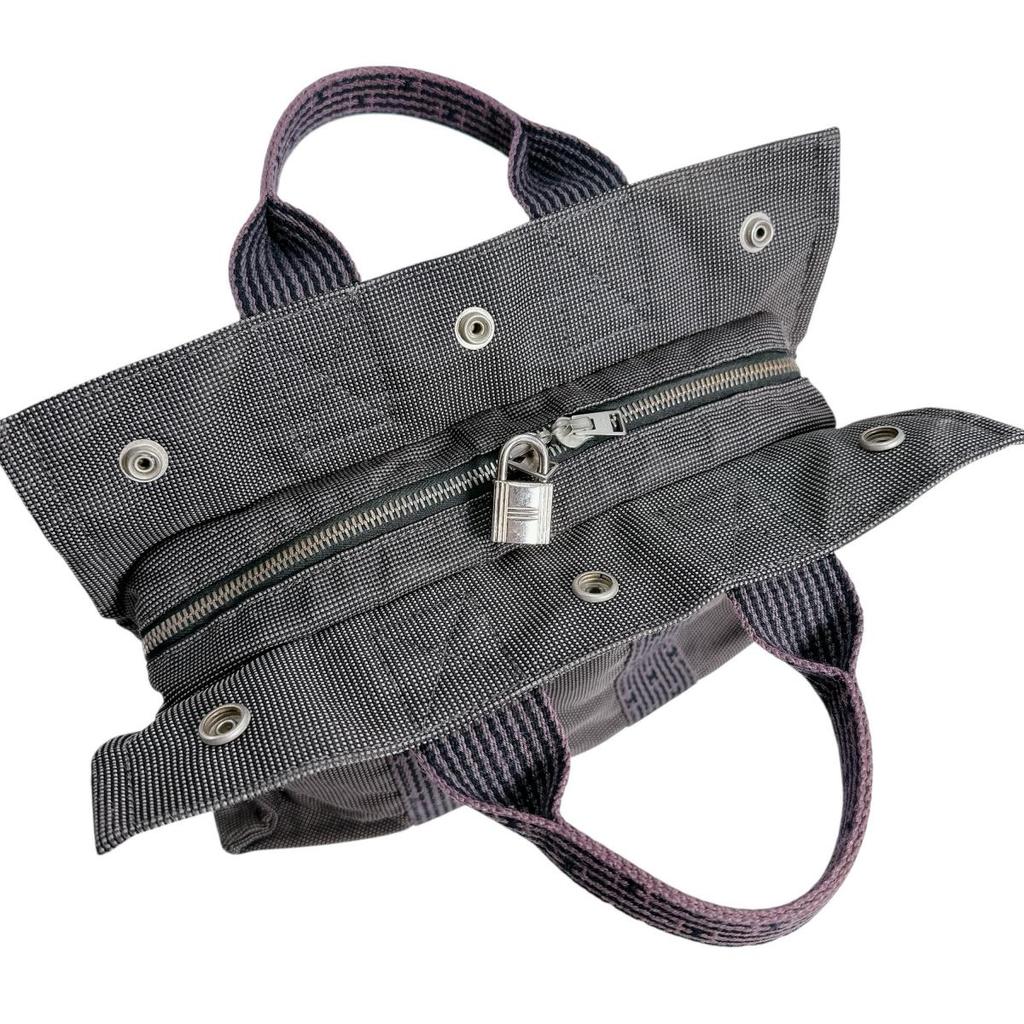 HERMES Her LinePM Tote Bag canvas gray unisex Used