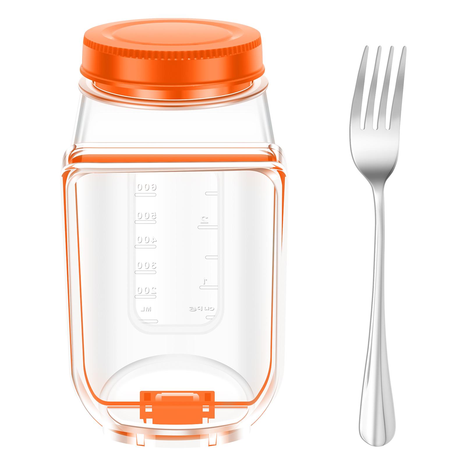 Plastic Salad Pod Side Open Salad Jar Portable Breakfast Fruit Storage Box Sealed Leak-proof Transparent Office Picnic Salad Jar
