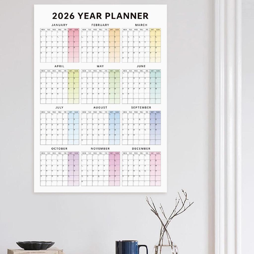לוח קיר לוח שנה 2026 12 חודשים תכנון תאריכים גדול לוח שנה קיר אנכי לבית ספר מעונות חדר שינה חדר לימוד כיתה משרד סטודיו