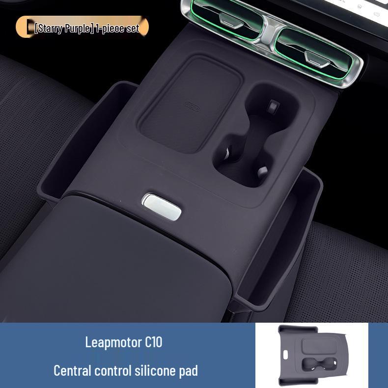 Anti-Slip Silicone Pad for Leapmotor C10 Console - Wireless Charging, Protective Sticker, Cup Holder Cover
