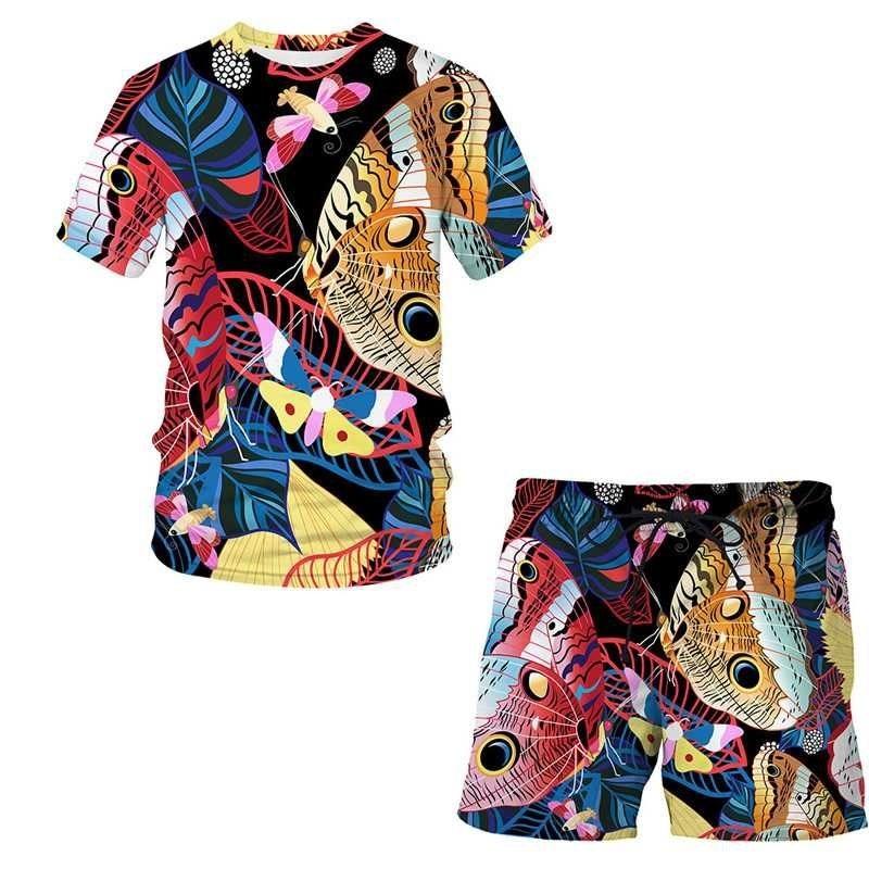 Sommer Neue Herren Sportbekleidung 3D Druck Modetrend Herren T-Shirt Kurzarm Set Freizeit Tiermuster Zweiteiliges Set