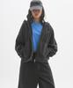 M.C Unisex, Felpa con cappuccio e zip tinta in pigmento con logo / Carbone